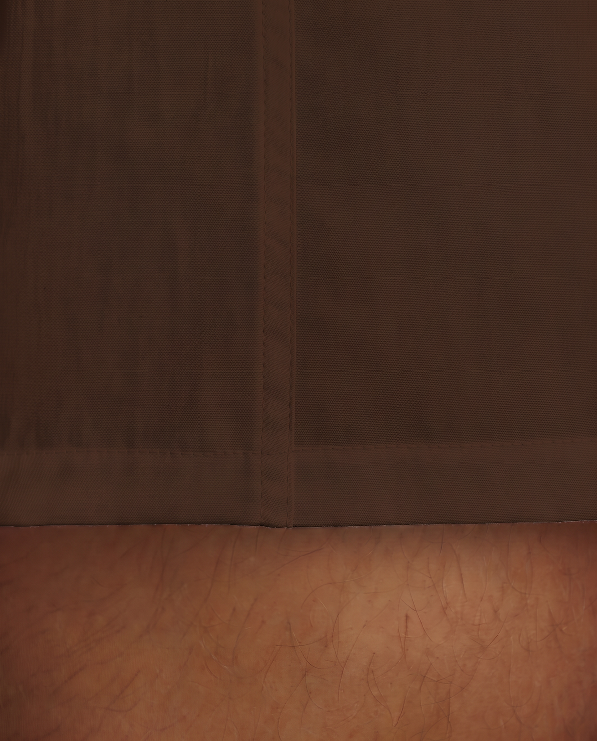 Close-up of the dark brown cotton and hem of the Espresso Brown boxer shorts