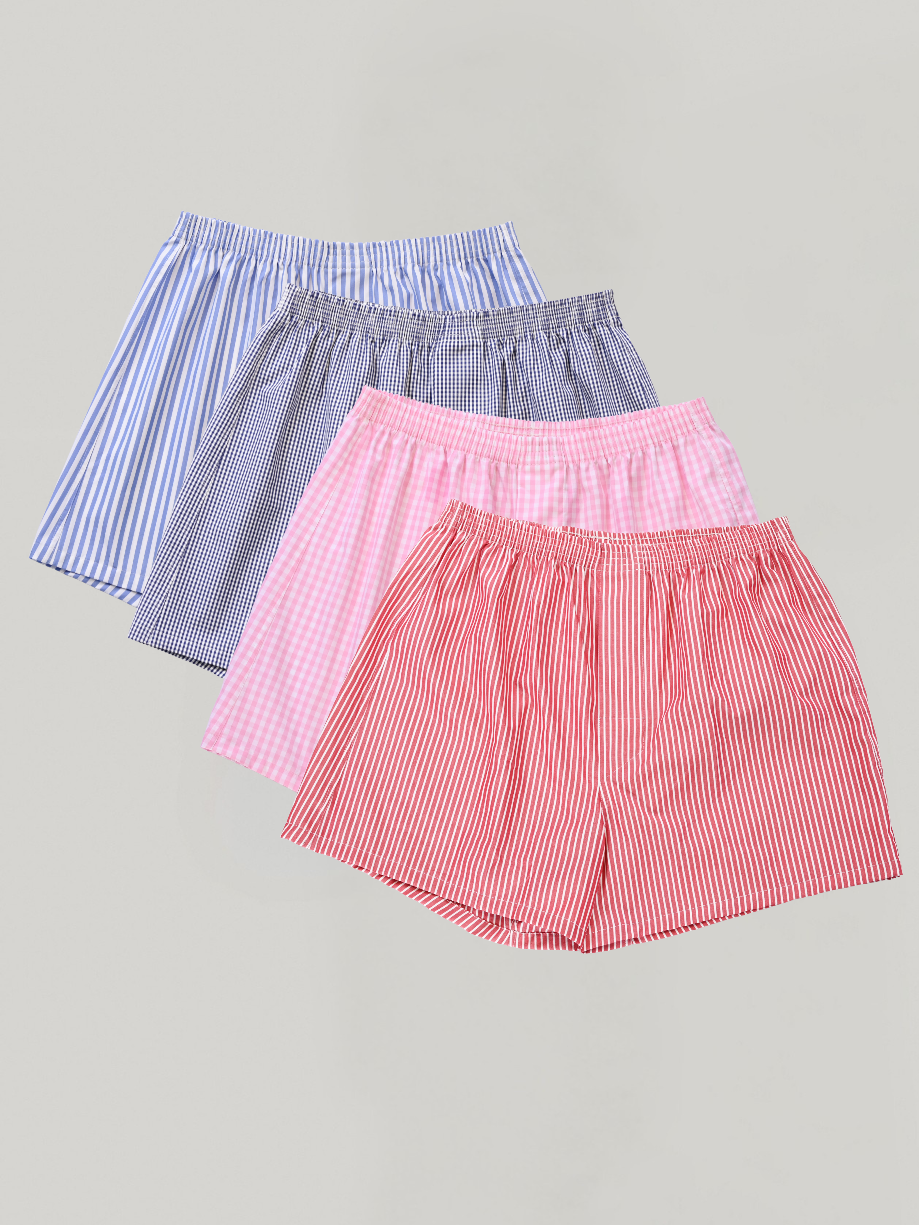 4-pack | Oxford Stripe, Navy Gingham, Pink Gingham & Red Bengal