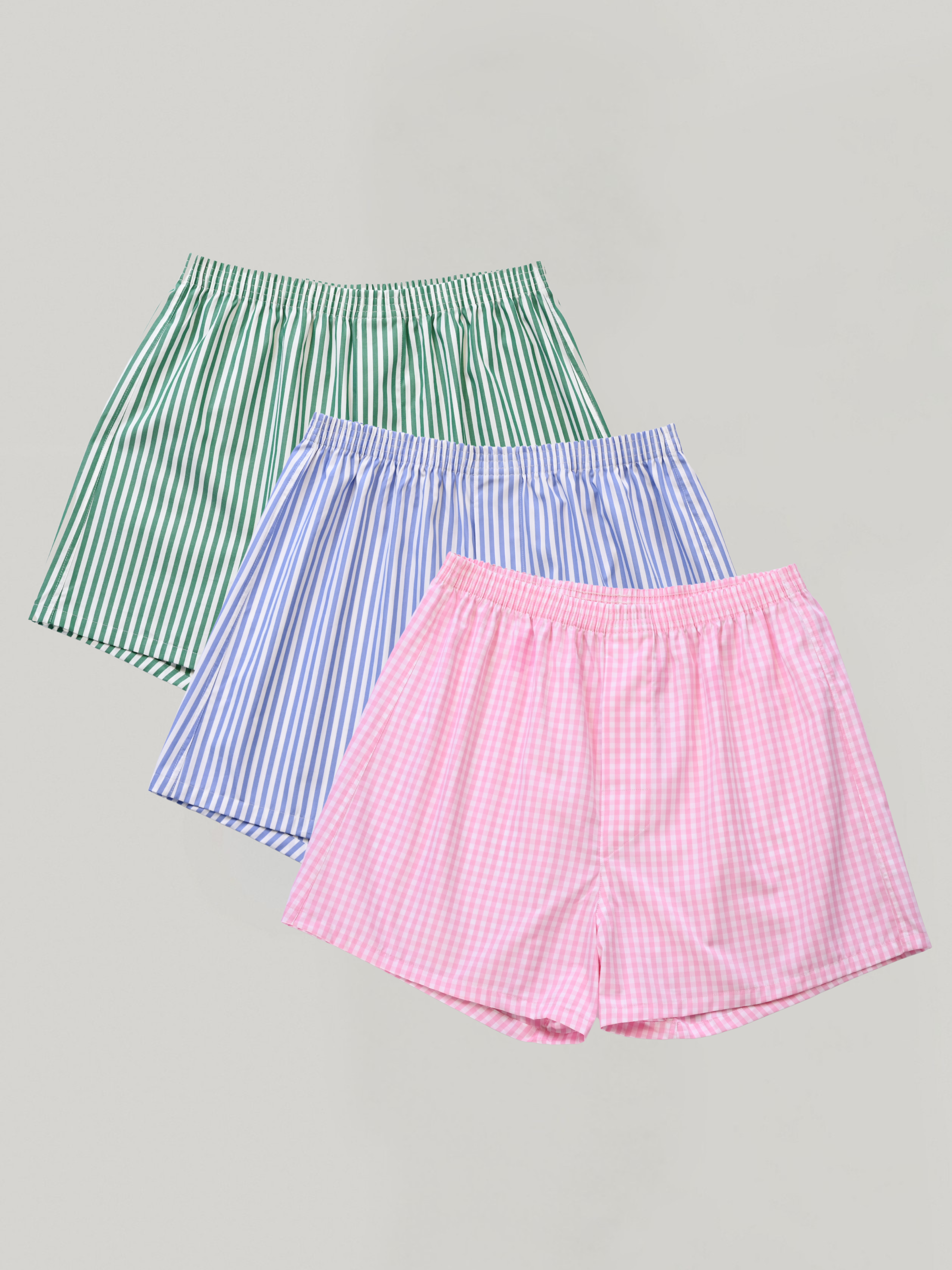 3-pack | Green Bengal, Oxford Stripe & Pink Gingham
