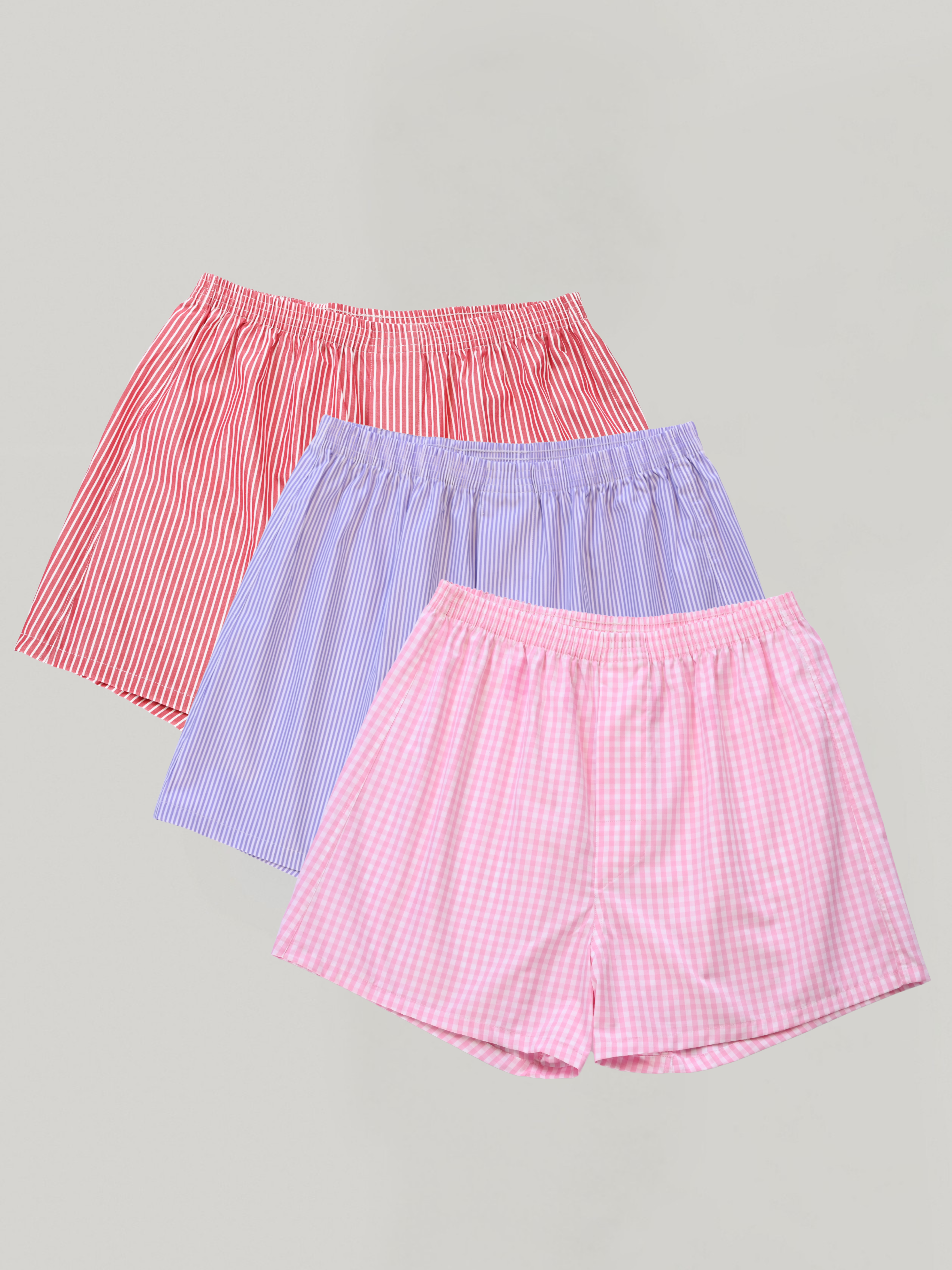 3-pack | Red Bengal, Lilac Pinstripe & Pink Gingham